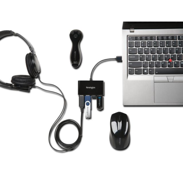 Kensington Pocket Hub Mini USB 2.0 — Hub de 4 Puertos K39120
