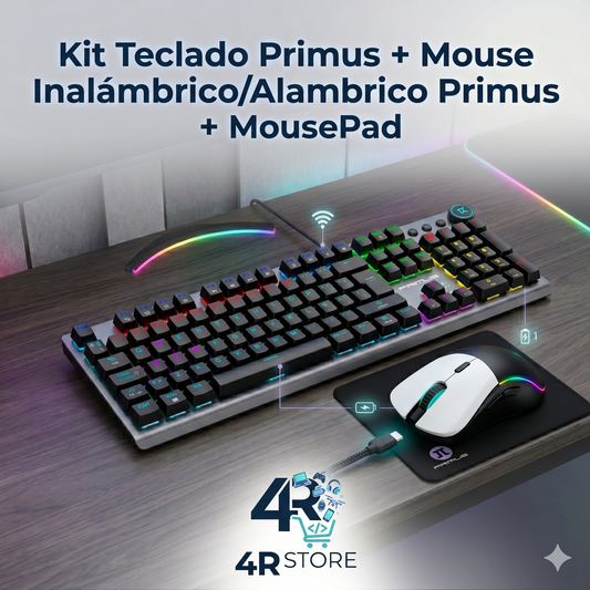 SETUP ARKD GAMER Kit Teclado Primus + Mouse Inalámbrico/Alambrico Primus + MousePad