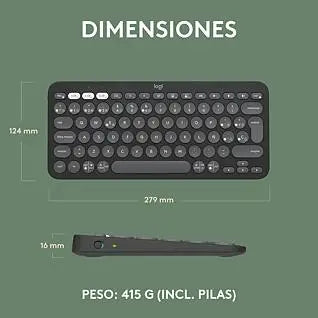 Logitech Teclado inalambrico Pebble Keys 2 K380s Grafito